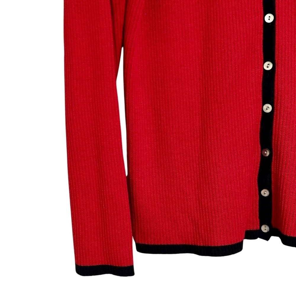 Casual Corner Annex Ribbed V Neck Red Cardigan XL - Picture 5 of 9